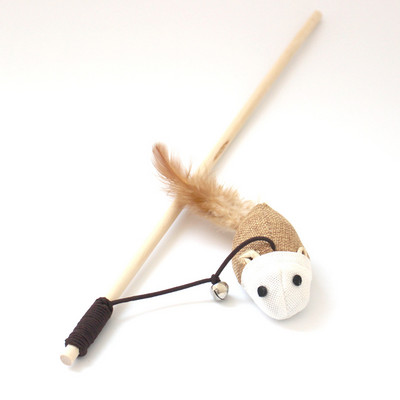 Jucării pentru pisici Minge de șoarece Jucării de antrenament cu pene pentru tachinarea pisoiului Scratch interactiv Băț din lemn Coardă elastică Jucării pentru animale de companie