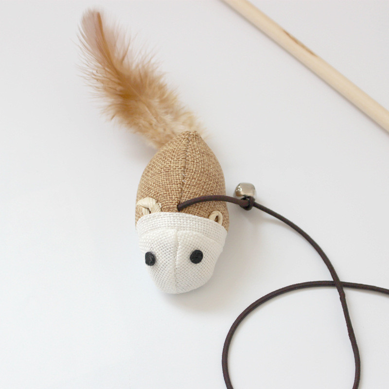 Jucării pentru pisici Minge de șoarece Jucării de antrenament cu pene pentru tachinarea pisoiului Scratch interactiv Băț din lemn Coardă elastică Jucării pentru animale de companie