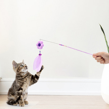 Cat Toys Feather Cat Wand Flower Pom Pom Bell Kitten Cat Teaser Interactive Toy Pet Wand Toy for Cats Pet Products