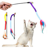 1 tk Teaser, sulgede mänguasjad kassipoeg, naljakas värviline varraskassi võlukepp mänguasjad, plastist kellukellaga lemmikloomakassi mänguasjad interaktiivsed pulgad lemmikloomade kassitarbed