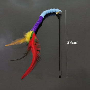 1PC Teaser Feather Toys Kitten Funny Colorful Rod Cat Wand Toys Plastic Bell Pet Cat Toys Interactive Stick Pet Cat Supplies