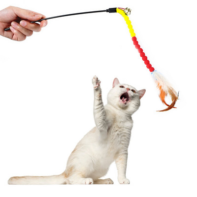 1 tk Teaser, sulgede mänguasjad kassipoeg, naljakas värviline varraskassi võlukepp mänguasjad, plastist kellukellaga lemmikloomakassi mänguasjad interaktiivsed pulgad lemmikloomade kassitarbed