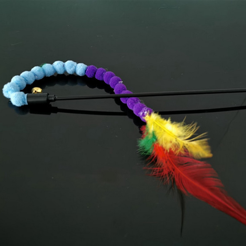 1 tk Teaser, sulgede mänguasjad kassipoeg, naljakas värviline varraskassi võlukepp mänguasjad, plastist kellukellaga lemmikloomakassi mänguasjad interaktiivsed pulgad lemmikloomade kassitarbed