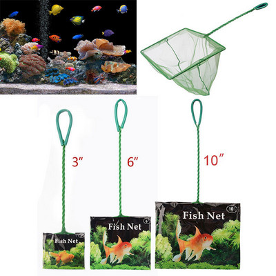 Portable Fish Net Long Handle Square Aquarium Accessories Fish Tank Landing Net Fishing Net Fish Floating Objects Cleaning Tool