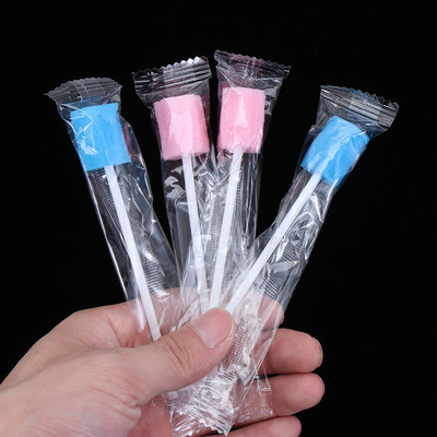 100 buc/pachet Tampoane bucale de unică folosință pentru curățarea dinților Tampoane bucale cu băț Cap de burete Curățarea dinților orali