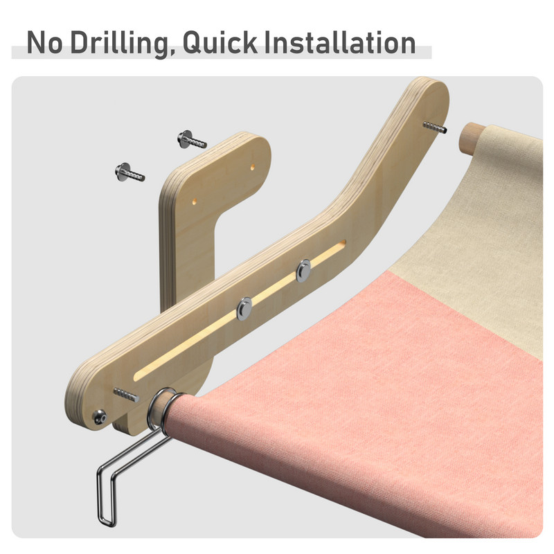 Mewoofun Fereastră rezistentă pentru pisici Biban Ansamblu din lemn Pat agățat Pânză de bumbac ușor de spălat Placaj cu mai multe straturi Hamac de vânzare la cald