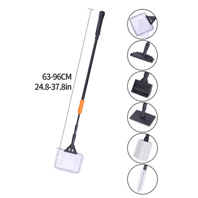 6 u 1 Komplet alata za čišćenje akvarija Set stezaljki za akvarij Mreža za akvarijum Grablje za šljunak Strugač za alge Vilica Spužva Četka Čistač stakla