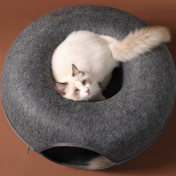Donut Cat Bed Pet Cat Tunnel Interactive Game Toy Cat Bed Двойна употреба Вътрешна играчка Коте Спортно оборудване Играчка за обучение на котки Котешка къща
