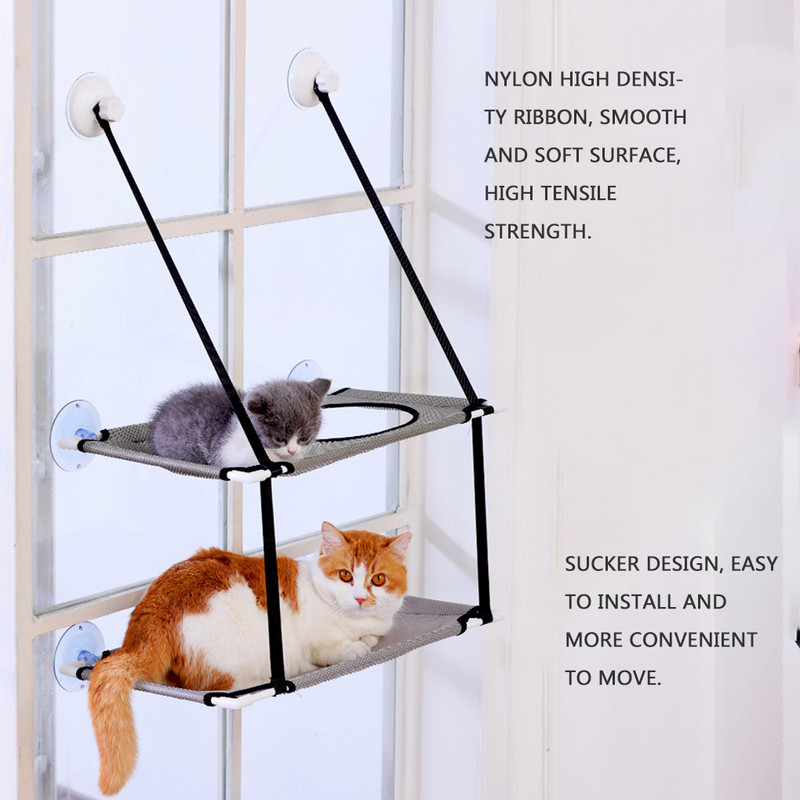 Kassi võrkkiik aknavoodi Lemmiklooma suve võrkkiigivoodi koduvoodi Elutoa imikork Seinale riputatav lemmikloomavõrgust hingav võrkkiikvoodi