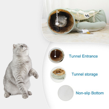 Котешко легло Тунел Сгъваема подвижна котешка тунелна тръба Pet Интерактивни играчки за игра с плюшени топки за Cat Puppy Pet Supplies