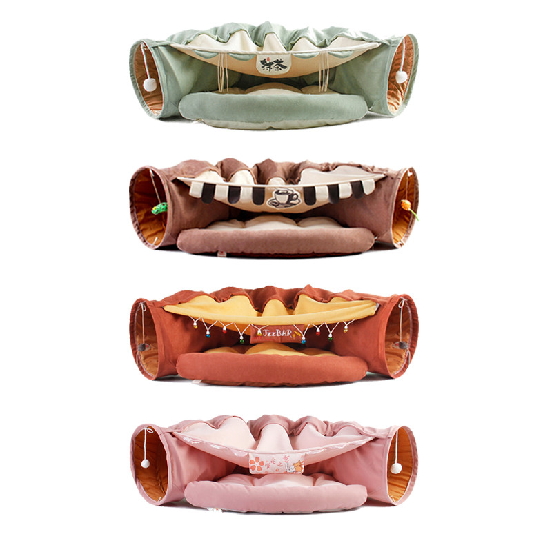 Kassi vooditunneli kokkupandav eemaldatav kassitunneli toru lemmiklooma interaktiivsed mänguasjad koos plüüsist pallidega kassikutsika lemmikloomatarvete jaoks