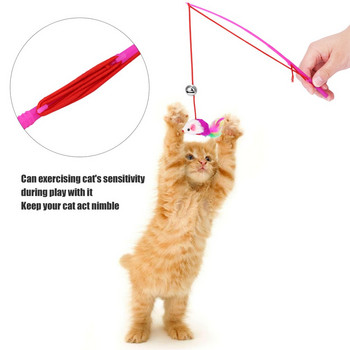 Kitten Feather Wire Wands Wed Teaser Wand Cat Toy with Replacement Pack Cat Feather Toys Cat Toy Wand Teaser Refiles