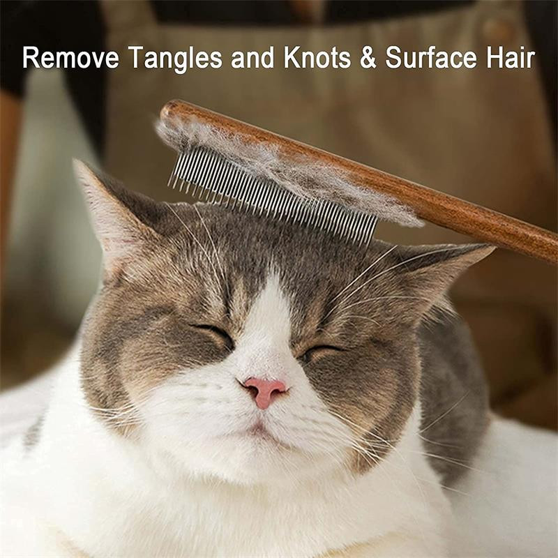 Χτένη βούρτσας γάτας για καθαρισμό κατοικίδιων που αφαιρεί τις τρίχες Περιποίηση και περιποίηση γάτας και σκύλου Ξύλο από ανοξείδωτο ατσάλι Βούρτσα σκύλου για γάτες Αξεσουάρ