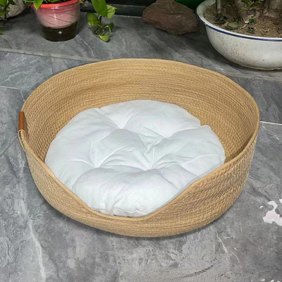 Naminių gyvūnėlių lova Minkšta kačių veislyno šunų lova Sofa bambuko pynimas keturių sezonų jaukus lizdo krepšeliai, atsparūs vandeniui, nuimami pagalvėlė, miegmaišis