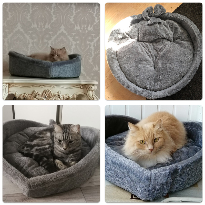 Pat drăguț pentru pisici Pat în formă de inimă pentru pisici cățeluș din catifea din bumbac paturi moale de dormit pentru pisoi canisa cuib cald pentru animale de companie Accesorii pentru pisici