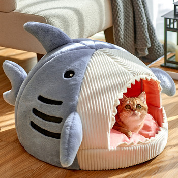 Shark Shape Pet House Γάτα Κρεβάτι για σκύλους Ζεστό άνετο μαξιλάρι Καλάθι κατοικίδιων ζώων Μαλακό κουτάβι γατούλα τσάντα χαλάκι που πλένεται Προϊόντα για κατοικίδια