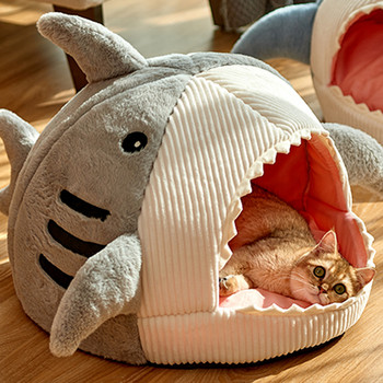 Shark Shape Pet House Γάτα Κρεβάτι για σκύλους Ζεστό άνετο μαξιλάρι Καλάθι κατοικίδιων ζώων Μαλακό κουτάβι γατούλα τσάντα χαλάκι που πλένεται Προϊόντα για κατοικίδια