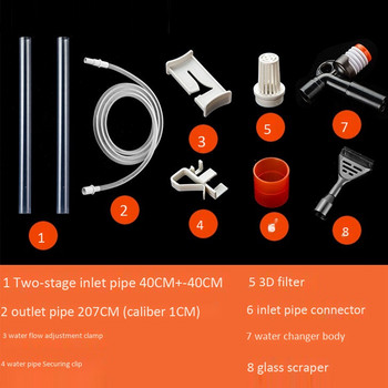 Уред за почистване на аквариум - Комплект за почистване на пясък от аквариуми с бутон за натискане на въздух и регулируема скоба за контрол на водния поток за аквариуми