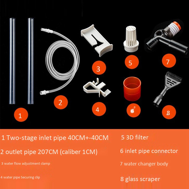 Čistač akvarija - komplet za čišćenje pijeska u akvarijumu s gumbom za pritisak zraka i podesivom stezaljkom za kontrolu protoka vode za akvarijum