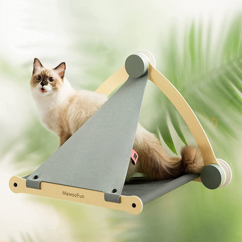 Mewoofun Cat Hammock Κρεβάτια κρεμαστά για κατοικίδια Ηλιόλουστη βάση καθίσματος παραθύρου Μαλακό ράφι χωρητικότητας έως 30LBS Αποσπώμενα προμήθειες US Dropshipping