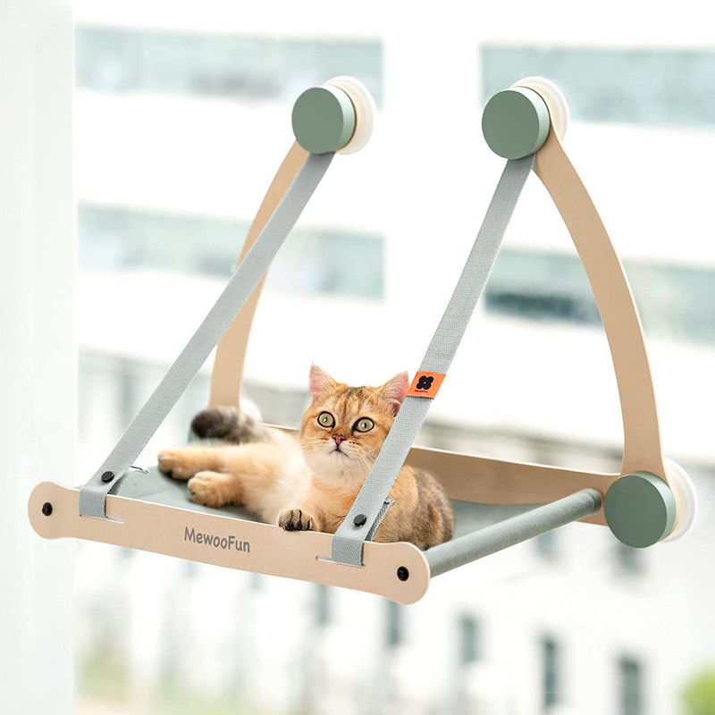 Mewoofun Cat Hammock Κρεβάτια κρεμαστά για κατοικίδια Ηλιόλουστη βάση καθίσματος παραθύρου Μαλακό ράφι χωρητικότητας έως 30LBS Αποσπώμενα προμήθειες US Dropshipping