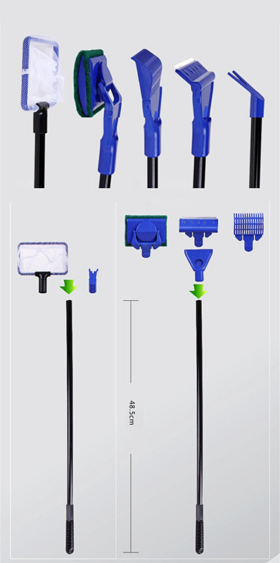 5 kom/set alata za akvarij Grablje za šljunak Strugač za alge za čišćenje spremnika akvarija Spužva Četka Četka Alati za čišćenje vodenih životinja