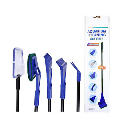 5 kom/set alata za akvarij Grablje za šljunak Strugač za alge za čišćenje spremnika akvarija Spužva Četka Četka Alati za čišćenje vodenih životinja