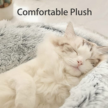 Χειμερινό μακρύ βελούδινο κρεβάτι γάτας κατοικίδιων ζώων Στρογγυλό μαξιλάρι για γάτα Καλάθι ζεστό καλάθι ύπνου για γάτα Φωλιά γάτας 2 σε 1 για μικρόσωμο σκύλο γάτα