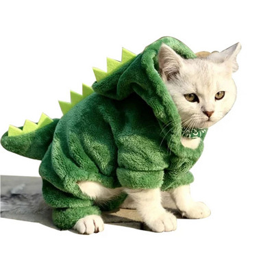 Ρούχα για κατοικίδια για κουτάβι σκύλος γάτα Αστεία στολή δεινοσαύρων Χειμερινό ζεστό βελούδινο παλτό γάτας Fleece Hoodies Πουλόβερ Μικρό σκύλο Ρούχα γατάκι
