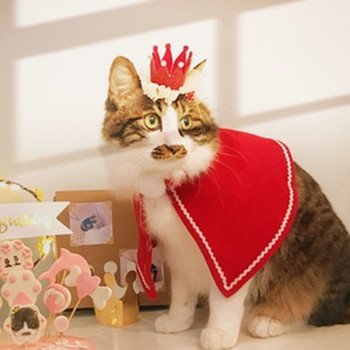 Αστεία στολή γάτας Ρούχα για τα Χριστούγεννα Santa Dog Cosplay Collar Cape Cute Elk Headwear Αξεσουάρ για γάτες Photo Props Διακοσμήσεις