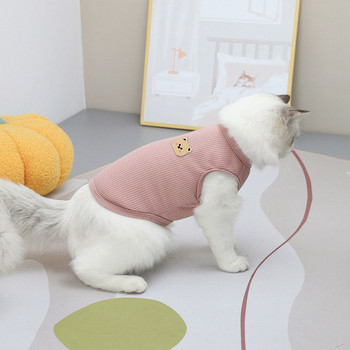 Γιλέκο αρκούδας Ρούχα για σκύλους κατοικίδιων ζώων Ρούχα γάτα συμπαγή μπλουζάκι Ρούχα σκυλιά Λεπτά μικρού μήκους βαμβακερά τσιουάουα Καλοκαίρι Kedi Katten Στολή για γάτα πατημασιά
