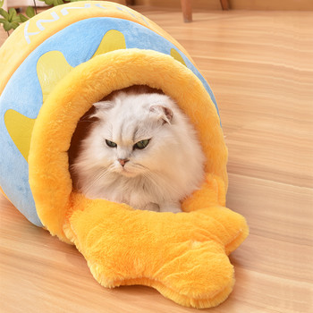 Γάτα Φωλιά Χειμερινό Κρεβάτι Σπίτι Ζεστό Βάζο Μέλι Σχήμα Μεγάλο Ματ Γάτες Μαξιλάρι Μαλακό Άνετο Καλάθι Κλουβί για μικρές γάτες Kitty Dogs