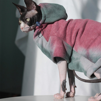 Ζεστή μάλλινη γραβάτα Βαμμένη κουκούλα Άνοιξη φθινόπωρο άτριχο πουλόβερ γάτα Παλτό Σφίγγα Ζεστά μοντέρνα ρούχα Γατάκι Όμορφο μπουφάν Χαριτωμένο