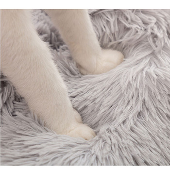 Кръгло котешко легло Супер мека дълга плюшена подложка за развъдник за кучета Кученце Кръгла възглавница Преносими принадлежности за спане на животни Котки Зимно топло легло