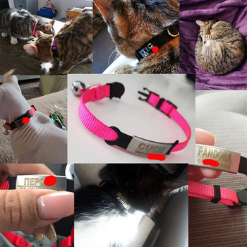 Персонализиран идентификационен етикет Котешка нашийник Гравиране на звънец Безопасно отцепване Малко куче Найлон Регулируемо за кученца Котенца Колие