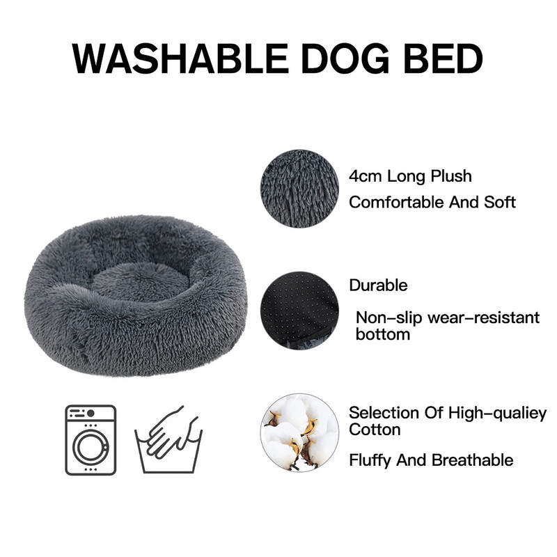 Tõmblukuga koeravoodi Pikk plüüsist ümmargune voodi Lemmiklooma diivan Mat Kassivoodi Talvine Koerte Kennel Kutsikas Sõõrik Paks Puuvillane Rahustavad Lemmikloomatarbed