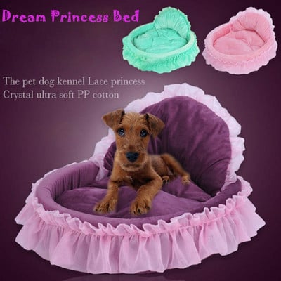 Elegáns kisállat kutya kölyökágy hercegnő csipke Kedves macskaalom ágy kanapék házi kennelek mackó chihuahua fészek kis közepes kutyáknak