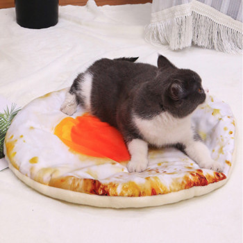 Легло и одеяло за котка забавна пица, къща за котки, котенца и малки кучета, подложка за легло за котка, куче, къща за легло, забавен дизайн на храна, гнездо за домашни любимци