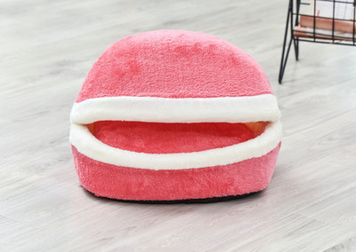 Στρογγυλό βελούδινο κρεβάτι γάτας Μαλακό μακρύ βελούδινο ζεστό σπίτι για κατοικίδια για μικρούς σκύλους Φωλιά 2 σε 1 μαξιλαράκι Καναπές ύπνου Puppy Sleep Bag Cave