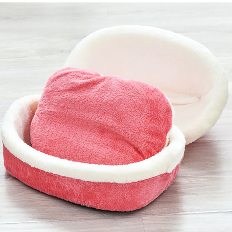 Στρογγυλό βελούδινο κρεβάτι γάτας Μαλακό μακρύ βελούδινο ζεστό σπίτι για κατοικίδια για μικρούς σκύλους Φωλιά 2 σε 1 μαξιλαράκι Καναπές ύπνου Puppy Sleep Bag Cave