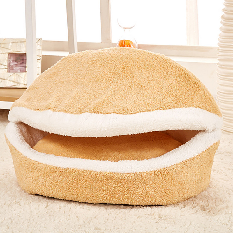 Στρογγυλό βελούδινο κρεβάτι γάτας Μαλακό μακρύ βελούδινο ζεστό σπίτι για κατοικίδια για μικρούς σκύλους Φωλιά 2 σε 1 μαξιλαράκι Καναπές ύπνου Puppy Sleep Bag Cave