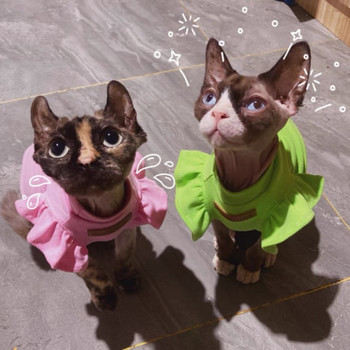 2021 Πολυτελή ρούχα για γάτες Sphynx Καλοκαιρινό φανταχτερό φόρεμα για σκύλους για άτριχες γάτες Ρούχα Μικρό γιλέκο για γατάκια στολή γαλλικού μπουλντόγκ για κουτάβι