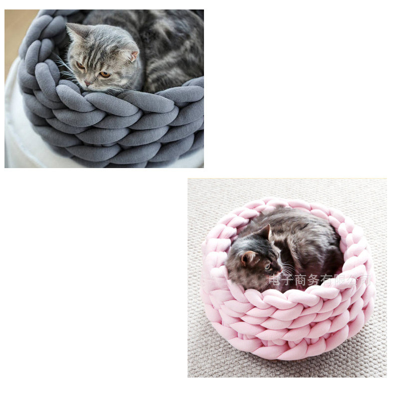 käpariba 3 Suurus Käsitsi valmistatud kootud kassivoodi Talvine soe väikese koera voodi Pehmed kassi koopavoodid Pestavad lemmikloomavoodid kassidele 35/40/45 cm