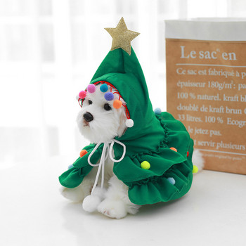 Χειμερινά Χριστουγεννιάτικα Ρούχα για σκύλους για κατοικίδια Χριστουγεννιάτικο δέντρο Pet Cape Shawl Σκύλος που μεταμορφώθηκε σε δώρα διακοπών Ρούχα για κουτάβι Στολή σκύλου