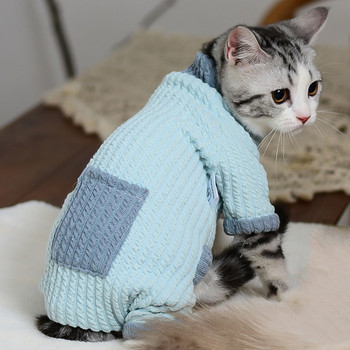 Άτριχα ρούχα για γάτες Χειμωνιάτικα ζεστά μαλακά γάτες Βαμβακερές κουκούλες πουλόβερ Sphynx Γάτα Κοστούμια Πουλόβερ Γατάκι Πουλόβερ Προμήθειες για γάτες