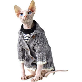 DUOMASUMI Πουλόβερ χωρίς τρίχες γάτα αποκλειστικής σχεδίασης Χειμερινή χοντρή ζεστασιά Devon, Cornish Hairless Cat Clothes Sphynx Cat Clothes