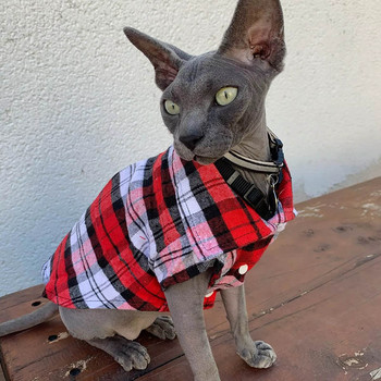 Καρό ρούχα γάτας για γάτες Sphinx Ρούχα κατοικίδιων για μικρές γάτες Κοστούμια γάτας Σκυλιά Soft Kitten Kitty Coat Jacket Puppy Outfit York