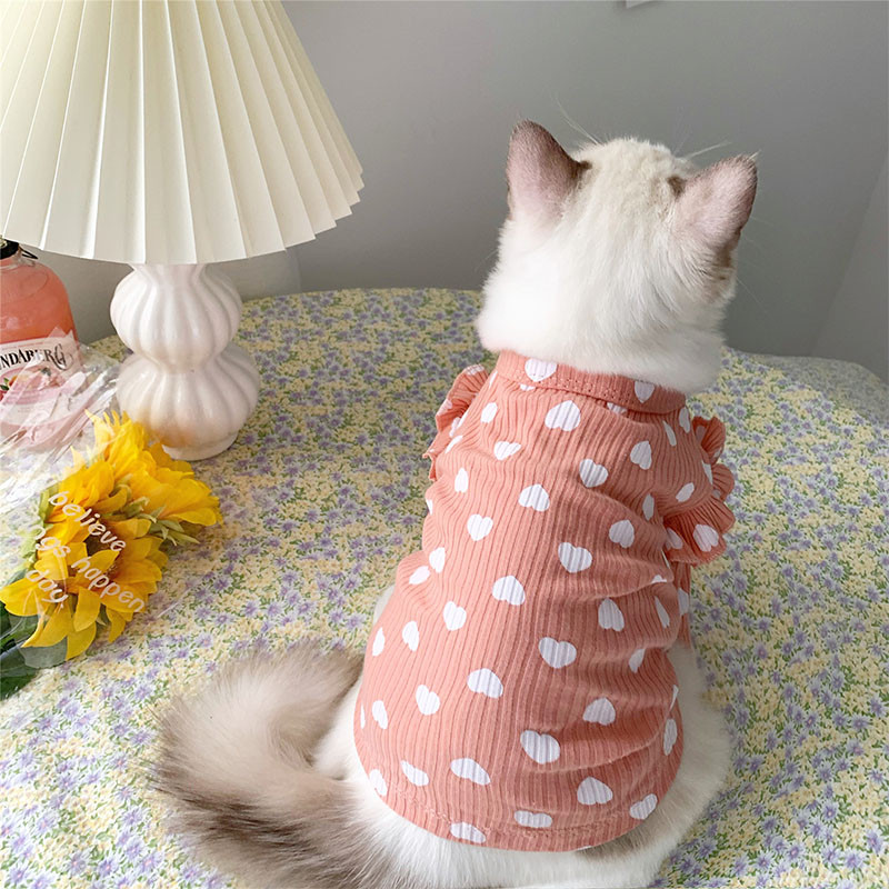 Kevadised kassiriided Prindi Lemmikloomarõivad väikestele kassidele Koertele Kasside kostüümid Pehme kassipoeg kiisumantel jakk Kutsika kassi riietus maskotid