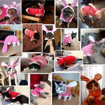 Ρούχα κατοικίδιων για γάτες Mascotas Ρούχα για κουκούλες κατοικίδιων ζώων Χαριτωμένα ρούχα για γάτες από κουνέλι για κουτάβι Φλις Ζεστό μπουφάν για κατοικίδια