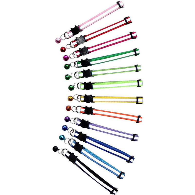 Reflektirajuća sigurnosna najlonska ogrlica za mačke u 12 boja, štene za kućne ljubimce, mali pas, mače, ogrlica za mačke sa zvonom